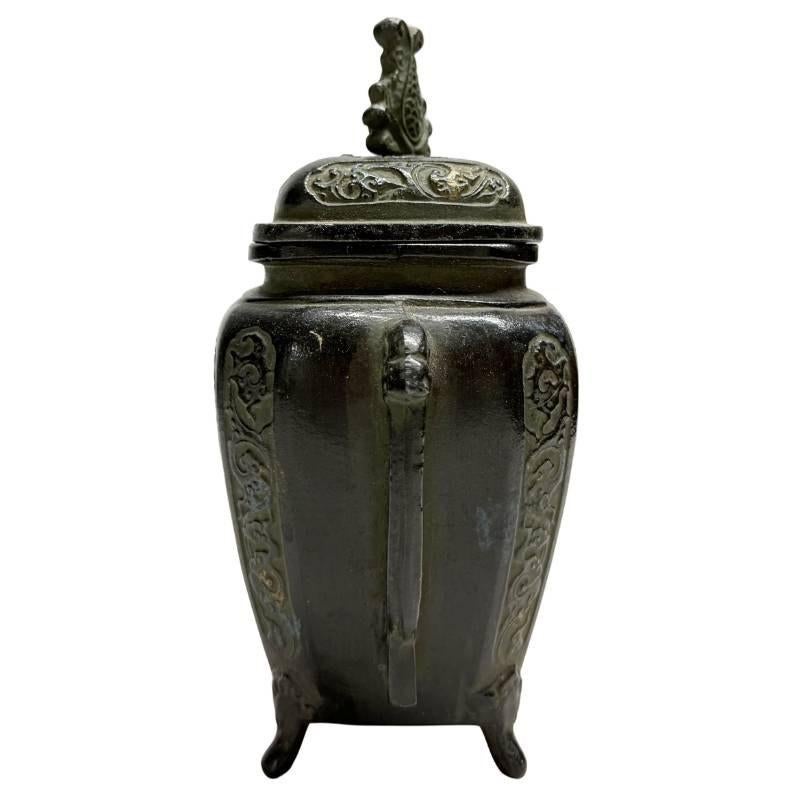 Antieke Japanse bronzen wierookbrander Koro met goudsporen, Ophalen of Verzenden, Brons