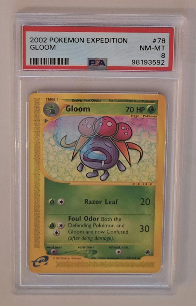 2002 Pokemon Expedition Gloom #78 PSA 8, Ophalen of Verzenden, Zo goed als nieuw, Losse kaart