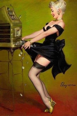 PIN UP 50s Sexy Casino Girl Metalen Wandbord Gil Elvgren, Verzenden, Overige typen