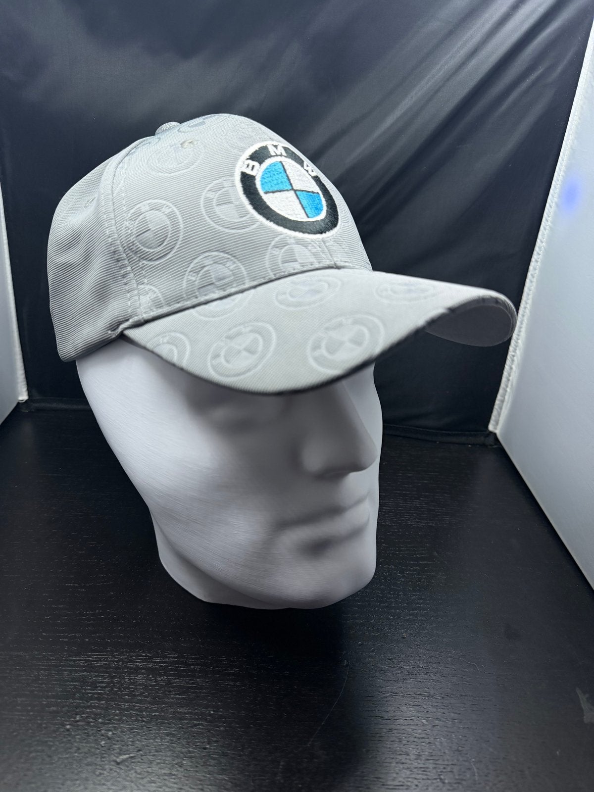 Grijze BMW Pet met Geborduurd Logo en All-over Patroon, S, G, D, One size fits all
