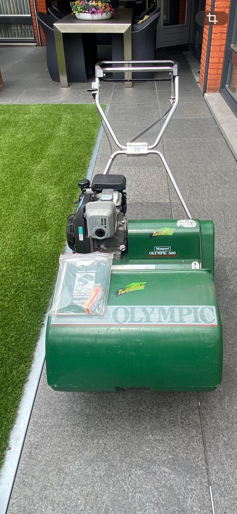 Masport Olympic 500 Kooimaaier met Honda GC135 motor, Ophalen, Gebruikt, Benzine-grasmaaier, 40 t/m 49 cm