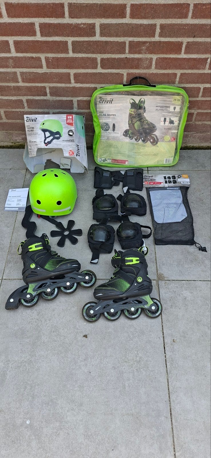 Crivit Inline Skates Set met Helm en Beschermers (Maat 29-33, Kinderen en Baby's, Speelgoed | Buiten | Rolschaatsen, Verstelbaar
