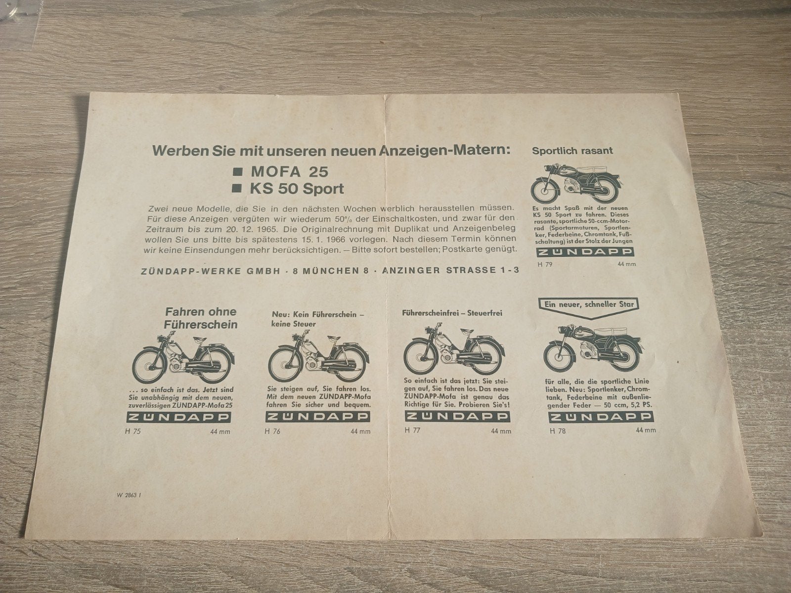 Zundapp advertentie voorbeelden  ( Anzeigen-Matern ) Duits., Fietsen en Brommers, Verzenden, Gebruikt