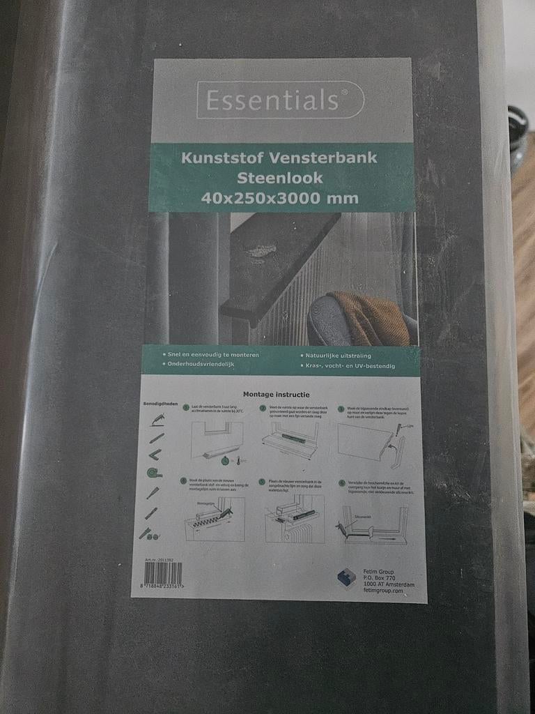 Kunststof Vensterbank Steenlook 40x250x3000 mm, Ophalen, Nieuw