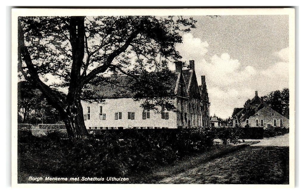 Uithuizen, Borgh Menkema  met Schathuis, Ophalen of Verzenden, 1940 tot 1960, Ongelopen, Groningen