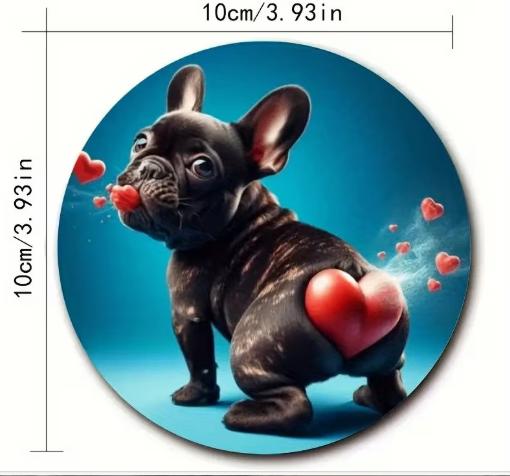 6 houten Franse bull dog onderzetters 10 cm, Verzenden, Nieuw, Glas of Kopje