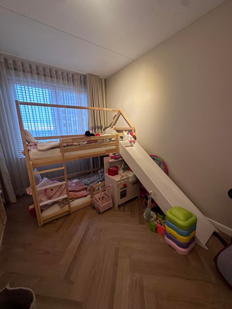 Eiken wit PLAY Hoogslaper met Glijbaan 80x190, Kinderen en Baby's, Kinderkamer | Bedden, Gebruikt, 70 tot 85 cm, Ophalen of Verzenden