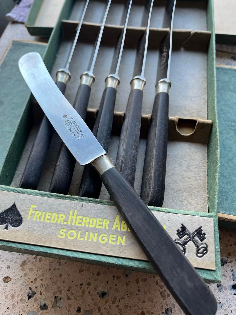 12 Friedr. Herder Abr.Sohn Solingen messen in doos, Antiek en Kunst, Ophalen of Verzenden