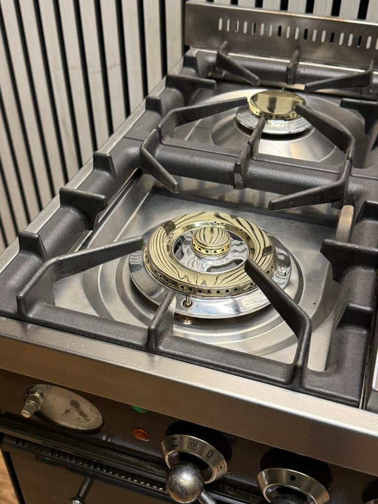 Luxe Boretti Fornuis 5pits antraciet met dubbele oven 90 cm, Fornello Esperta, Ophalen of Verzenden, Zo goed als nieuw, Energieklasse A of zuiniger