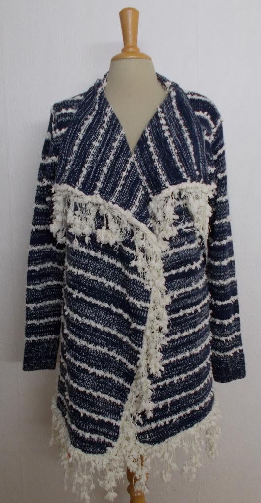Boho/Ibiza/hippie look blauw/beige vest! L, Kleding | Dames, Truien en Vesten, Zo goed als nieuw, Maat 42/44 (L), Blauw, Ophalen of Verzenden