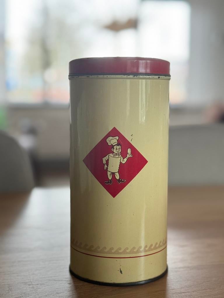 Oude emaille beschuitbus, Ophalen of Verzenden, Zo goed als nieuw, Overige