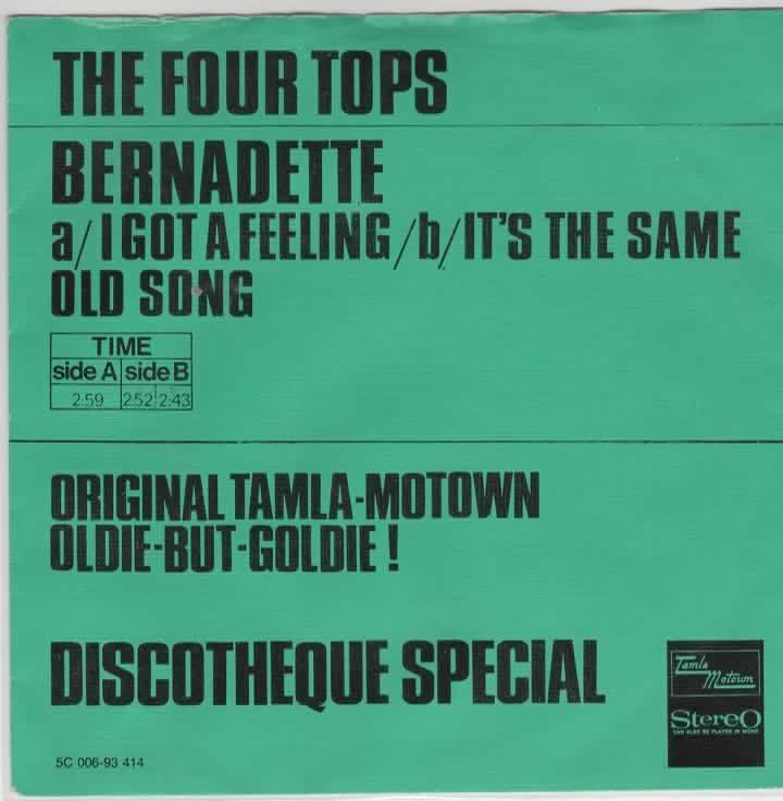 The Four Tops- Bernadette  Maxisingel!!!/EP