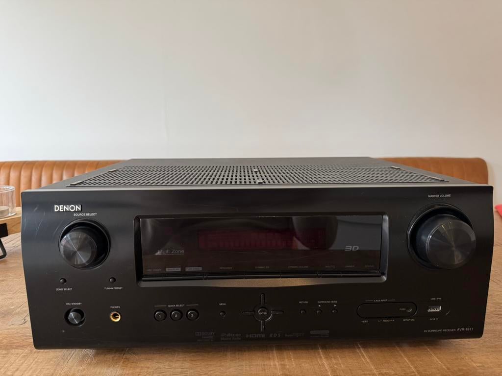 Denon AVR-1911 receiver incl. toebehoren, Ophalen, Denon, Zo goed als nieuw, 120 watt of meer
