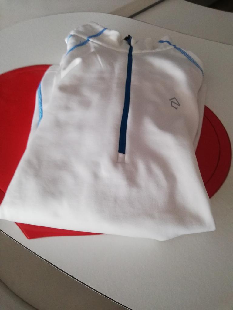 Witte skipully met blauwe rits en strepen, Overige merken, 100 tot 140 cm, Ophalen of Verzenden, Zo goed als nieuw