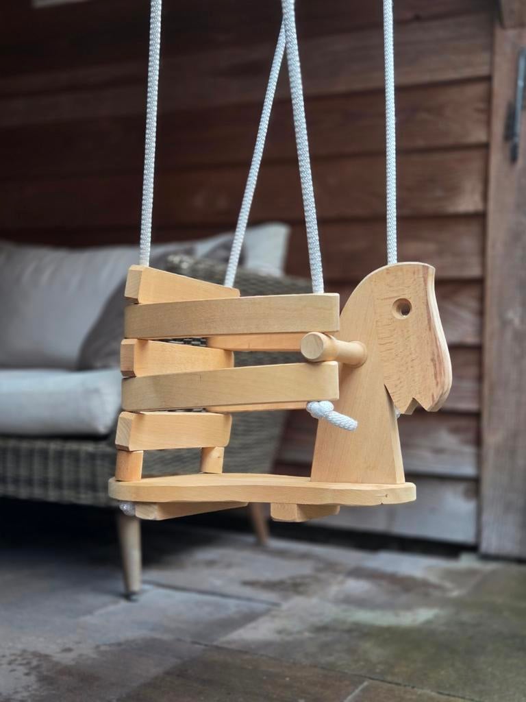 Houten baby peuter schommel paard, Ophalen of Verzenden, Zo goed als nieuw, Schommel