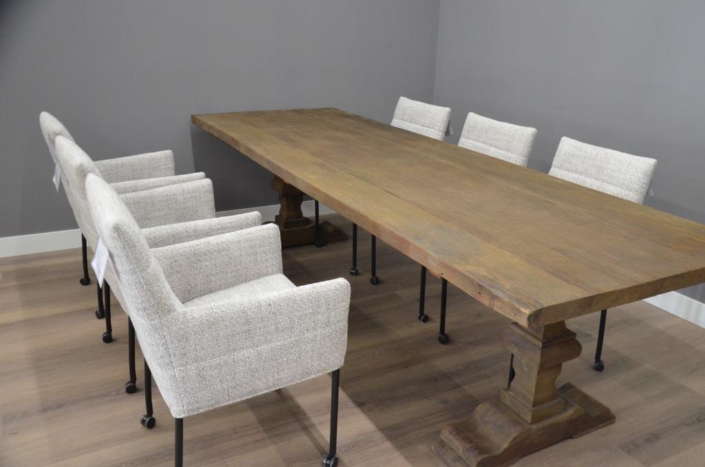 Teak kloostertafel 260 en 300 cm lang 100 cm breed, Huis en Inrichting, Tafels | Eettafels, Ophalen of Verzenden, Vijf personen of meer