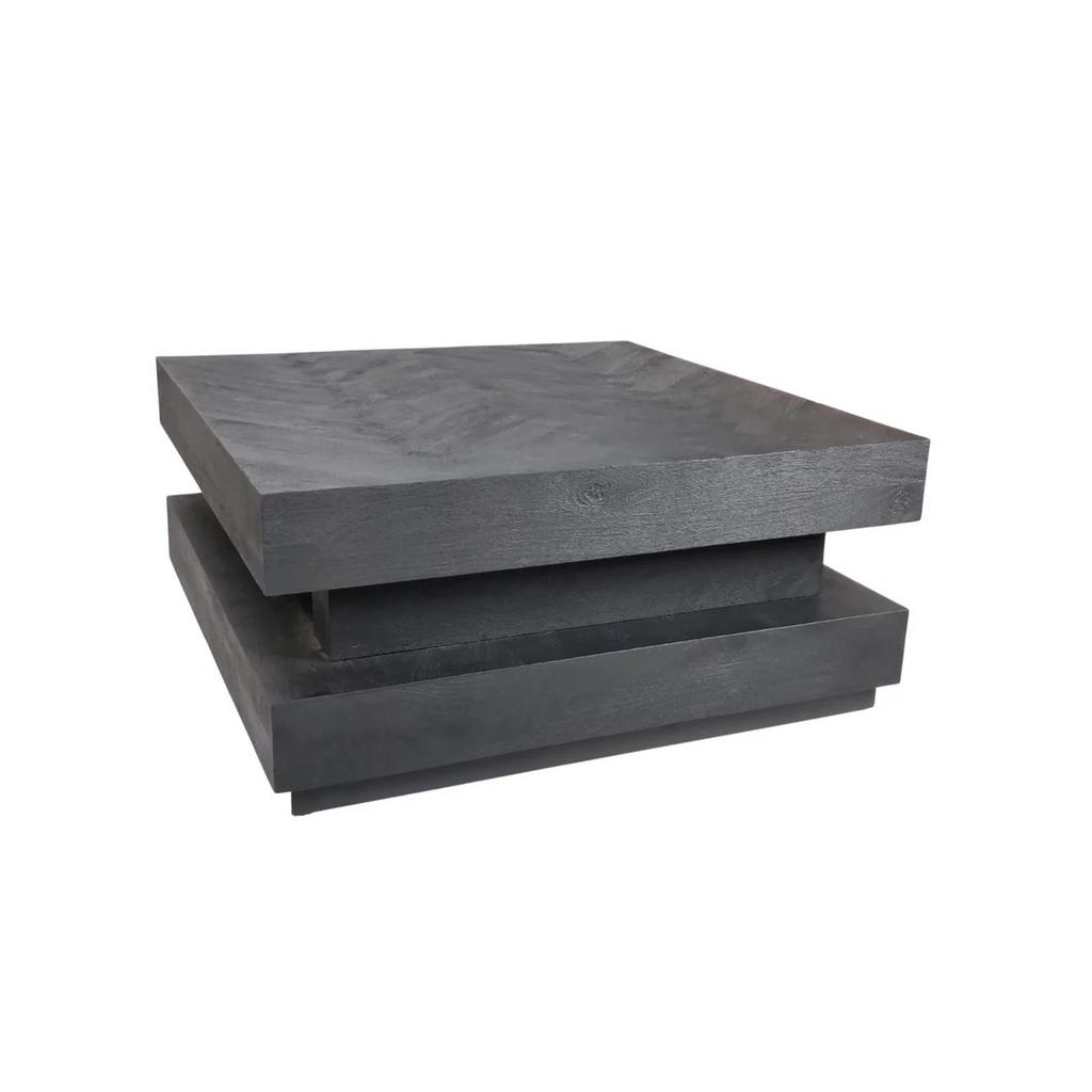 Luxe Black Oak Hamburger 100x100cm Salontafel Visgraat NIEUW, Huis en Inrichting, Tafels | Salontafels, Info@oosterbaanwonen.nl