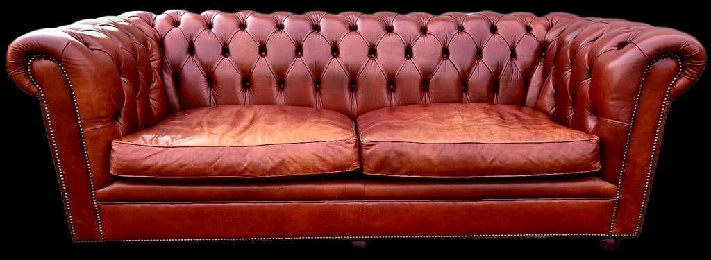 Chesterfield Bank Cognac Leer - Tijdloze Elegantie, Gebruikt, ., Chesterfield, Tweepersoons