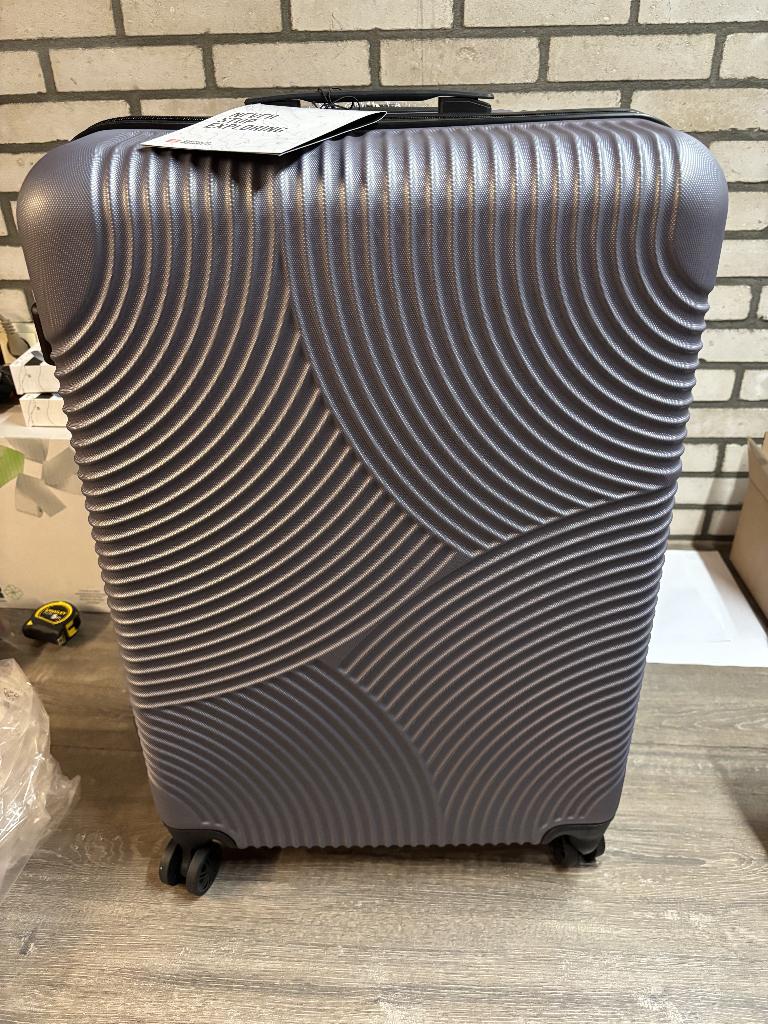 Grijze ruimbagage koffer, Wieltjes, Hard kunststof, 45 tot 55 cm, Ophalen of Verzenden