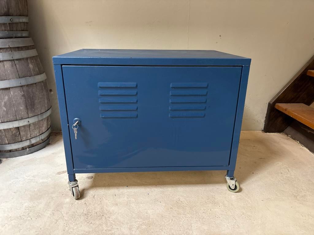 IKEA locker kastje, blauw metaal op wielen, Huis en Inrichting, Ophalen of Verzenden, Gebruikt