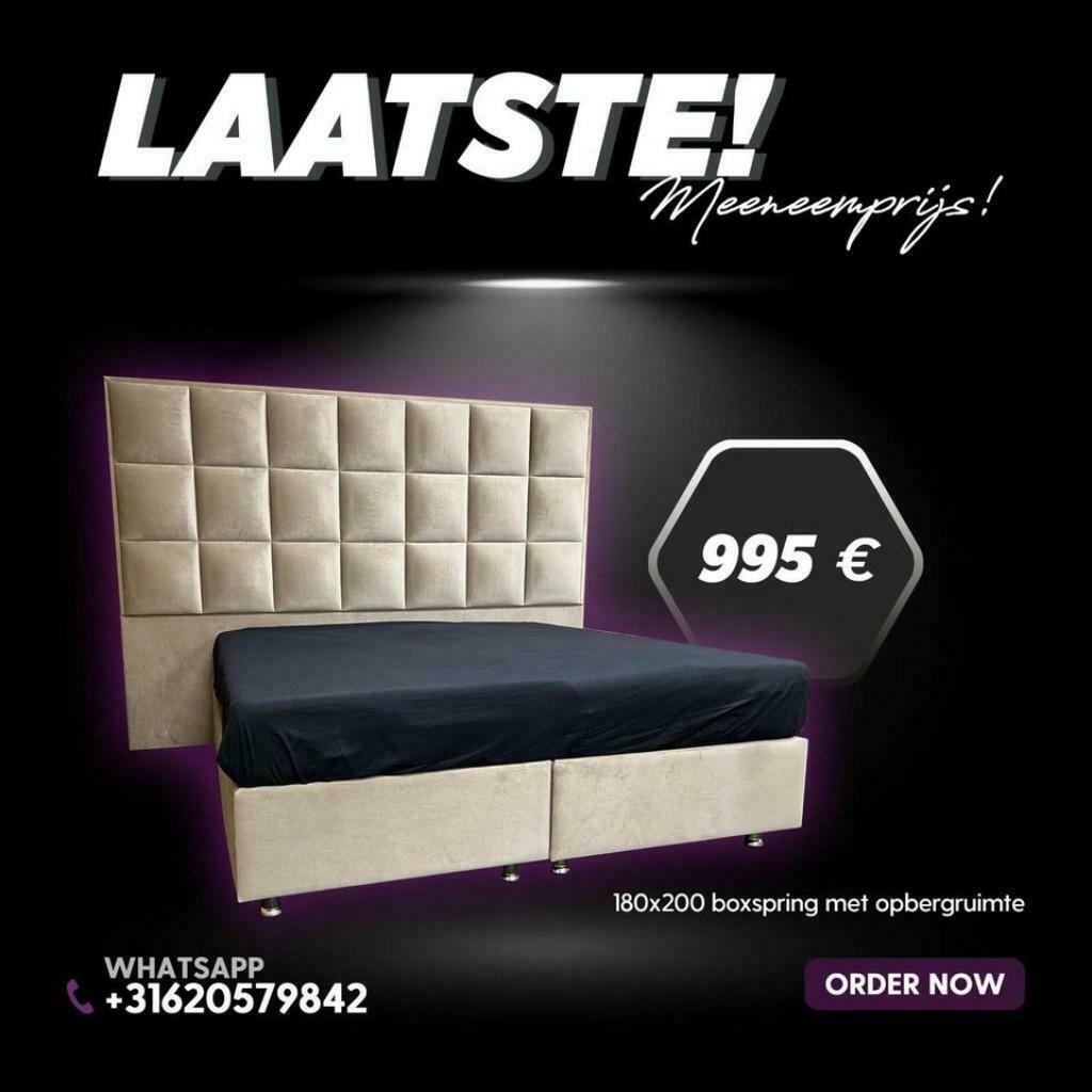 BOXSPRING BEDDEN ALLE MATEN OP VOORRAAD !, Crème, Ophalen of Verzenden, Overige maten, Overige maten