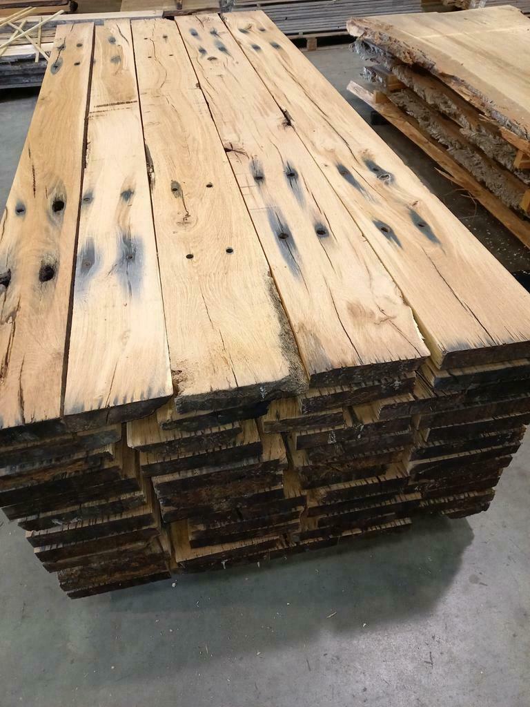 Oud eiken planken  wagonpdelen bielzenplanken spoorplanken, Doe-het-zelf en Verbouw, Hout en Planken, Ophalen, Eiken, Plank