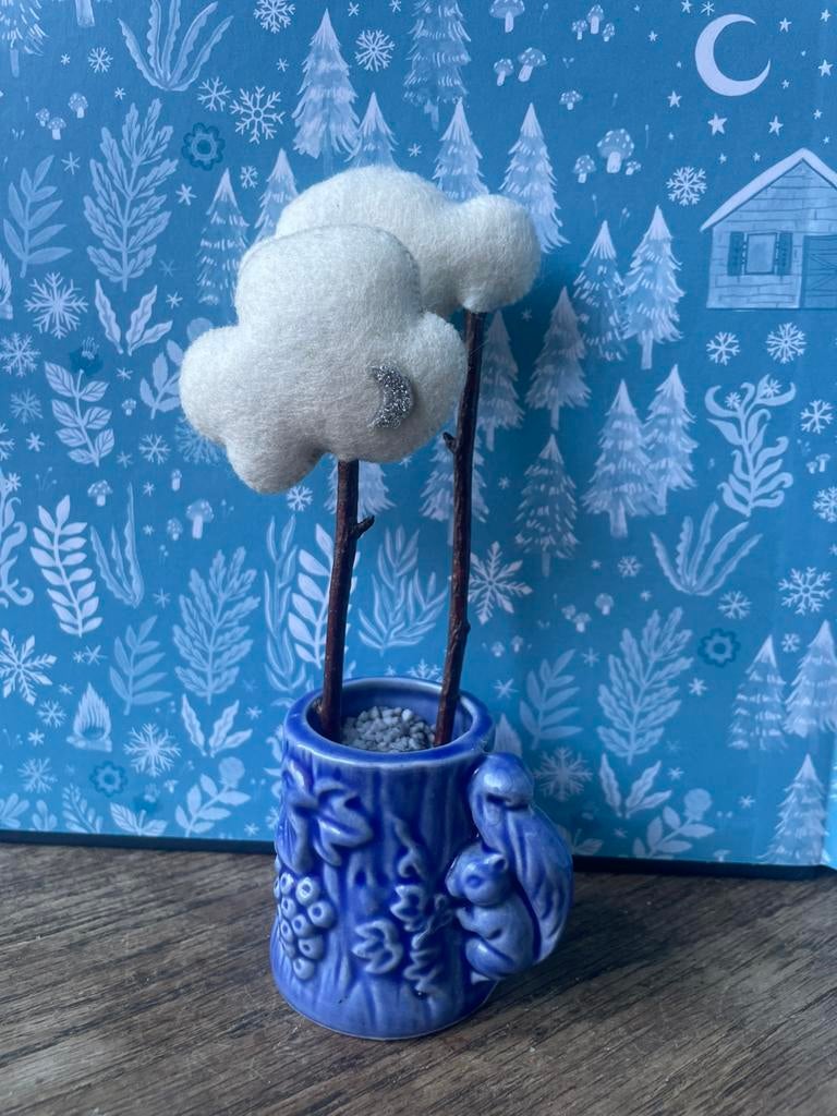‘Winter Wood’ miniatuur landschap vilt, eekhoorn, handmade, Ophalen of Verzenden, Nieuw, Figuurtje(s), Wolvilt