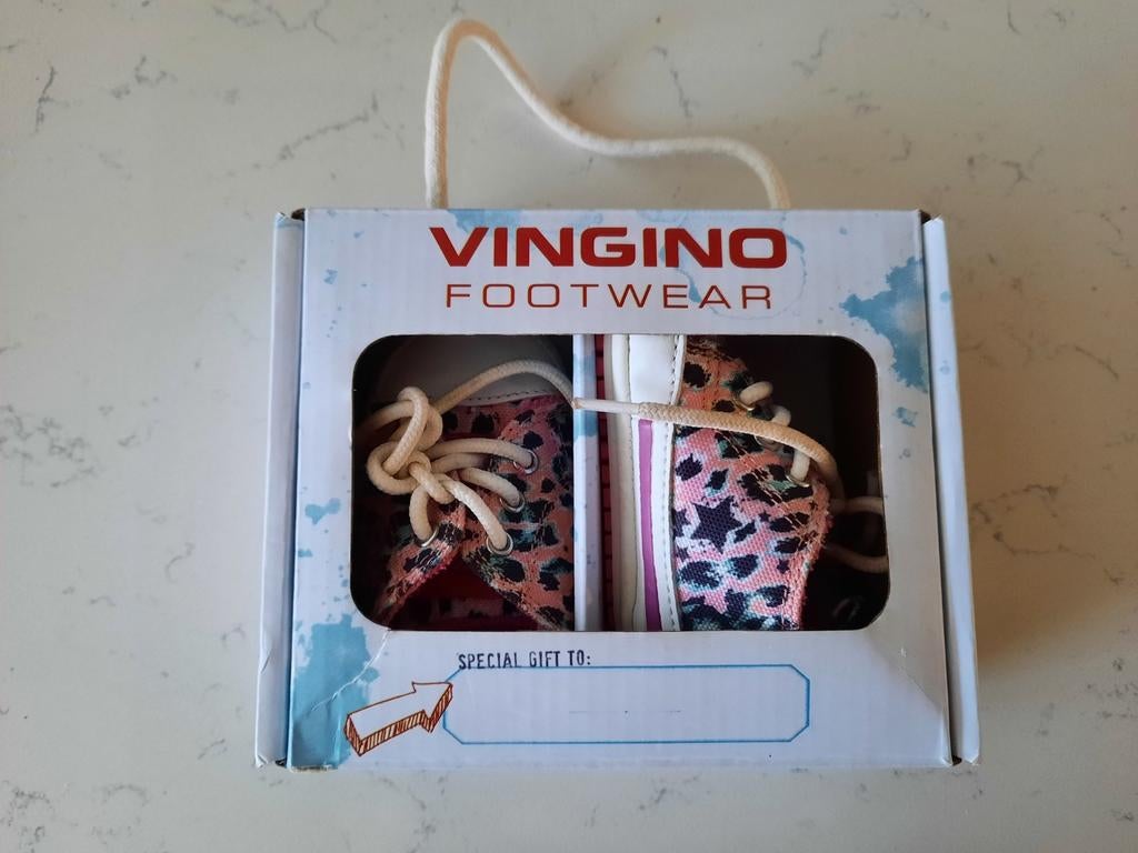 Vingino: leuke baby schoentjes roze panter maat 17 NIEUW, Ophalen, Schoentjes, Meisje, Nieuw