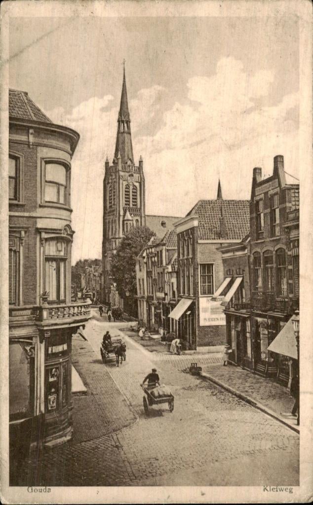 Gouda - Kleiweg - Straatzicht, Ophalen of Verzenden, Voor 1920, Gelopen, Zuid-Holland