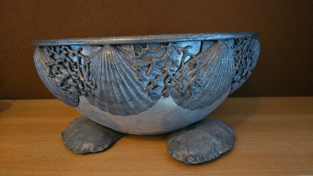 Zware schaal met schelpen van Rita Jordens mooie decoratie, Ophalen of Verzenden, Gebruikt