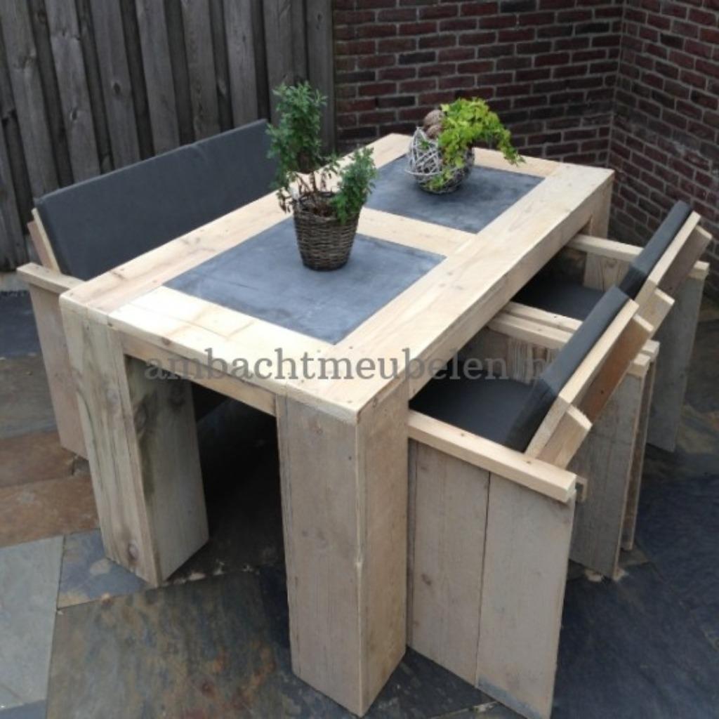 steigerhout Tuinset EXCLUSIVE Tafels - Stoelen - Bank  ACTIE