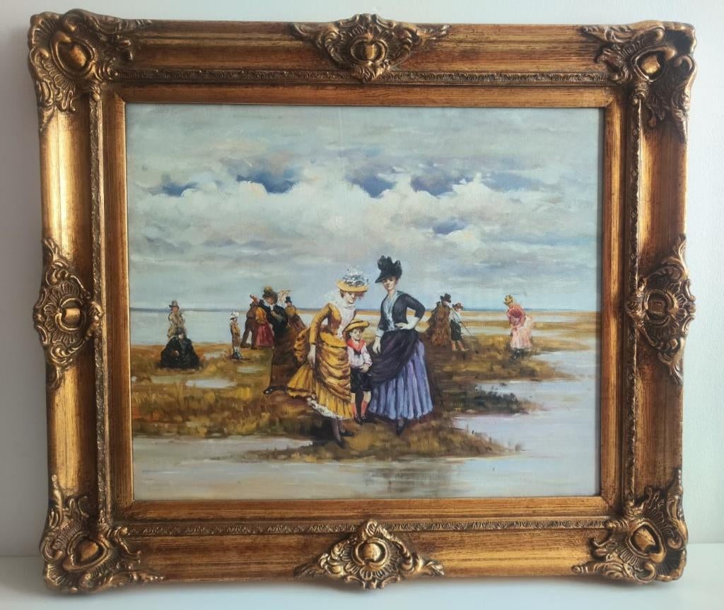 Schilderij ´Wandeling aan Zee´ (75 euro), Ophalen of Verzenden