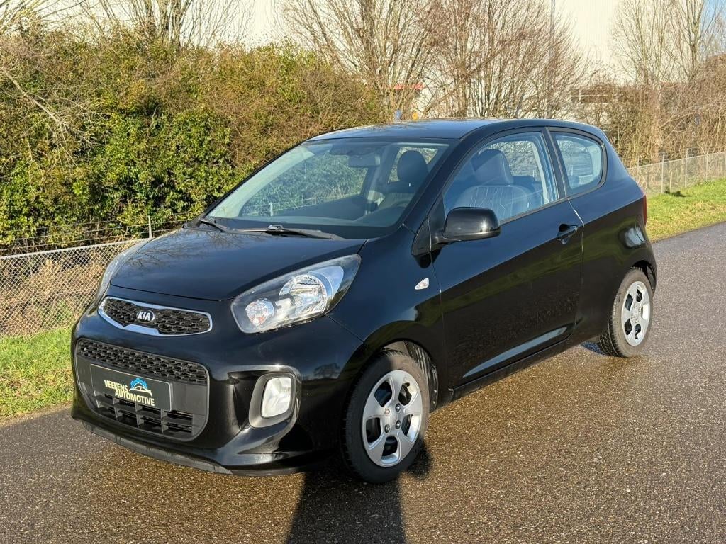 Kia Picanto 1.0 Cvvt 3-DRS 2015 Zwart *AIRCO*NAP*APK*, Euro 5, Stof, Zwart, Zwart