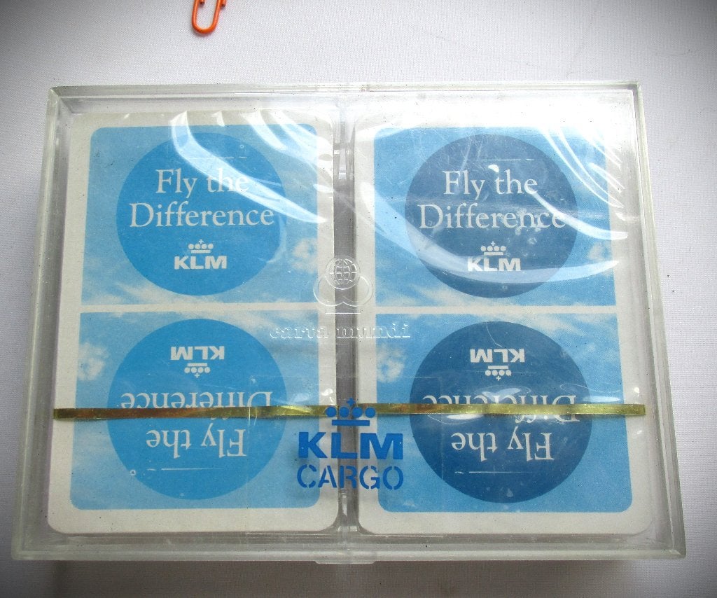 KLM Kaartspel 2x in bewaardoos nog in cellofaan~Fly the Diff, Ophalen of Verzenden, Nieuw, Speelkaart(en)