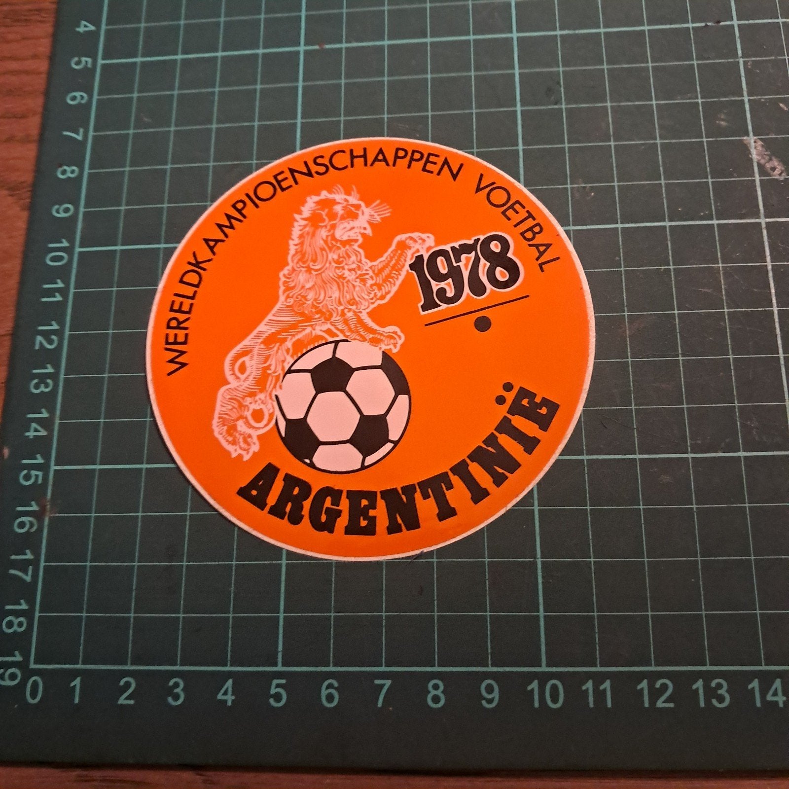 Vintage Sticker WK Voetbal 1978 Argentinië Leeuw, Ophalen of Verzenden