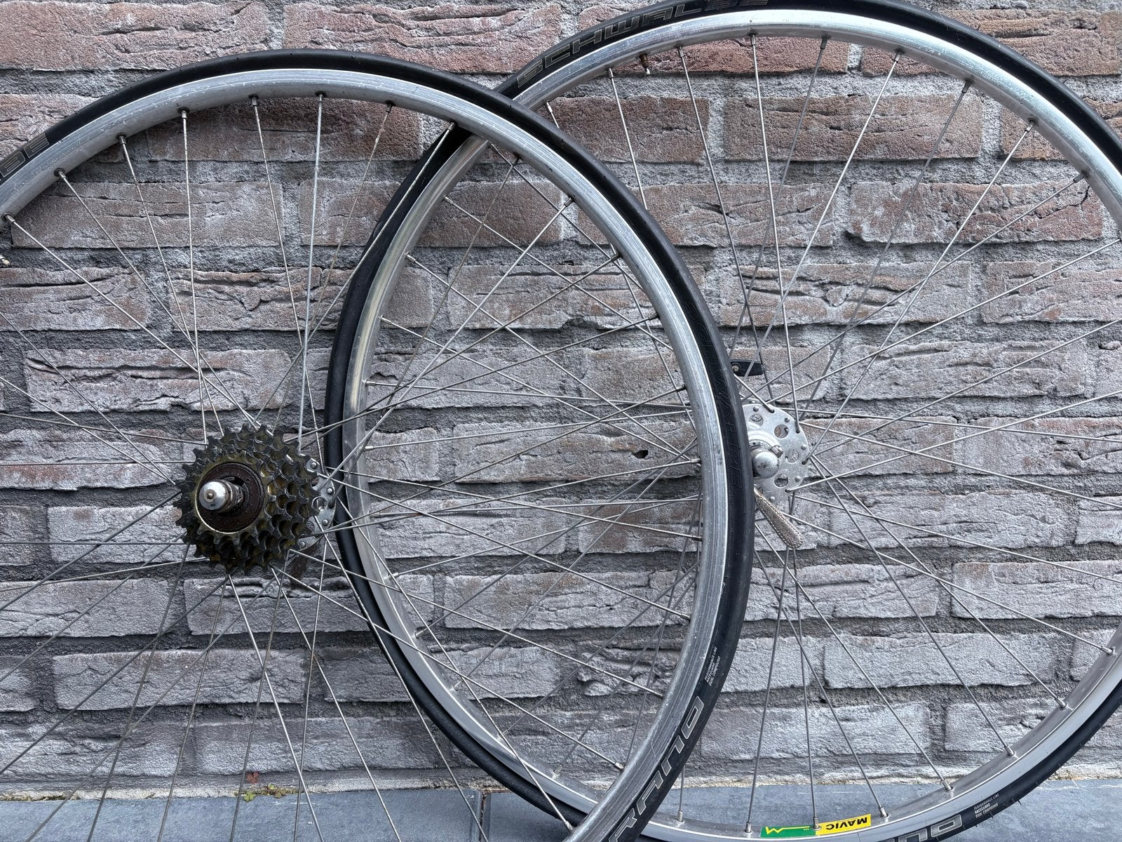 Campagnolo racefiets wielset  +nieuwe Schwalbe Durano banden, Wiel, Gebruikt, Ophalen of Verzenden, Aluminium