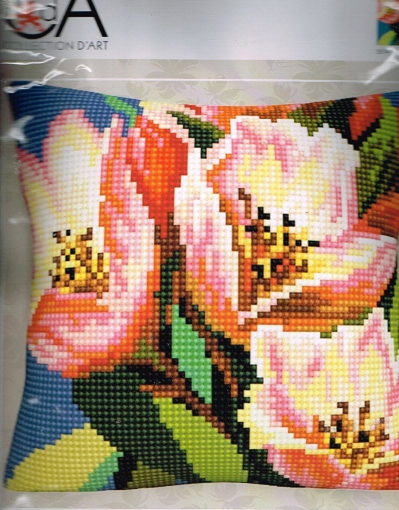 Cado CdA borduurpakket kussen FLEURIGE BLOEMEN, Ophalen of Verzenden, Nieuw, Handborduren, Borduurpakket
