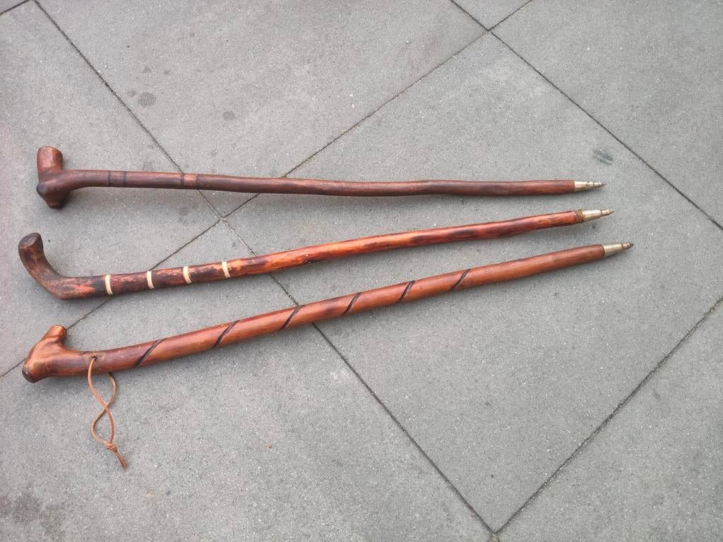 3 stuks wandelstokken uit Erzbebirge, Deutschland, brocante, Ophalen of Verzenden, Zo goed als nieuw