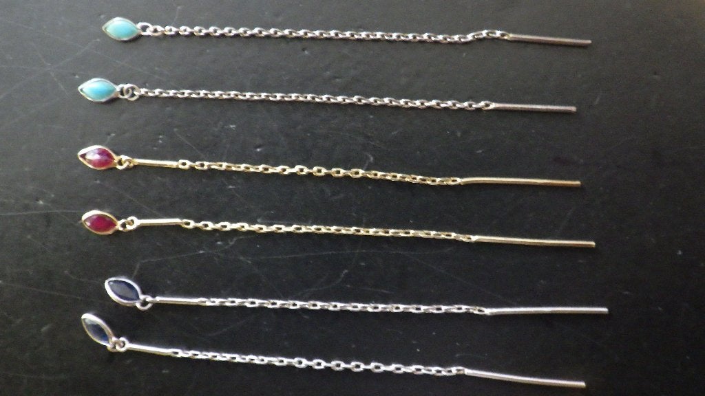 Zilveren doortrek oorbellen/hangers met edel steentjes, Hangers, Verzenden, Nieuw, Met edelsteen