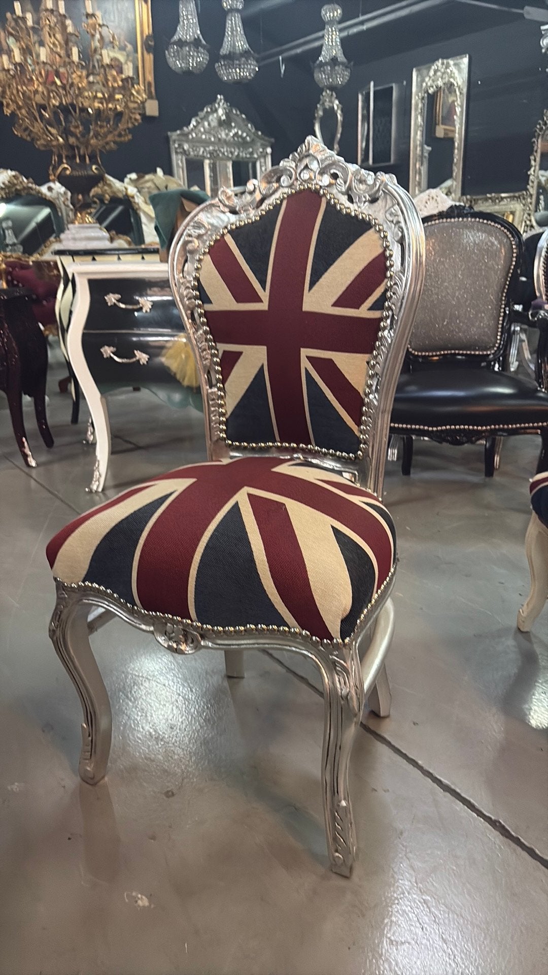 Barok eerkamerstoel engeland union jack, Ophalen of Verzenden