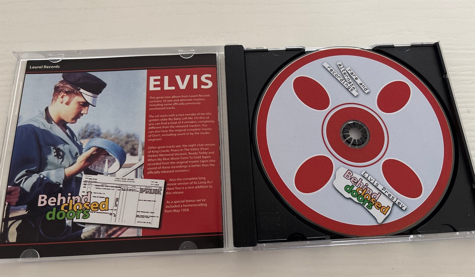 Elvis Presley - Behind Closed Doors (Bootleg CD), Ophalen of Verzenden, Zo goed als nieuw, Cd of Plaat