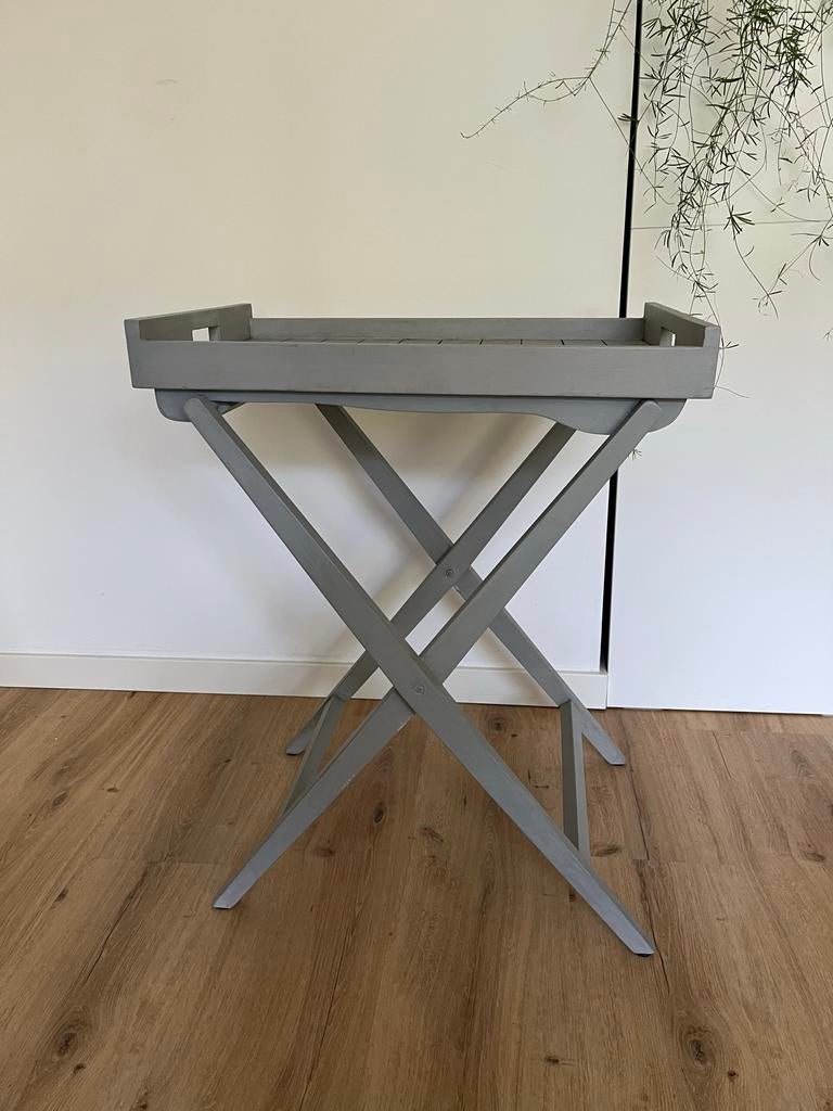 Houten bijzettafel/dienbladtafel - plantentafel, Huis en Inrichting, Ophalen, Gebruikt, 55 tot 75 cm, 60 cm of meer