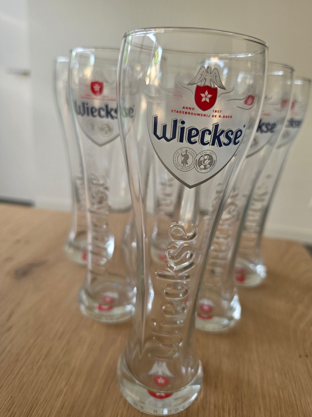Set van 6 Wieckse bierglazen - Zo goed als nieuw, Ophalen of Verzenden, Zo goed als nieuw, Overige merken, Glas