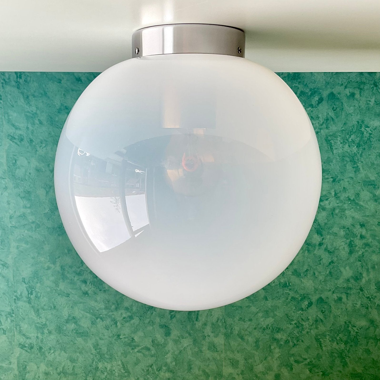 Vintage 70’s RAAK Ochtendmist Plafonnière. Ø 25 CM, Ophalen of Verzenden, Zo goed als nieuw, Glas