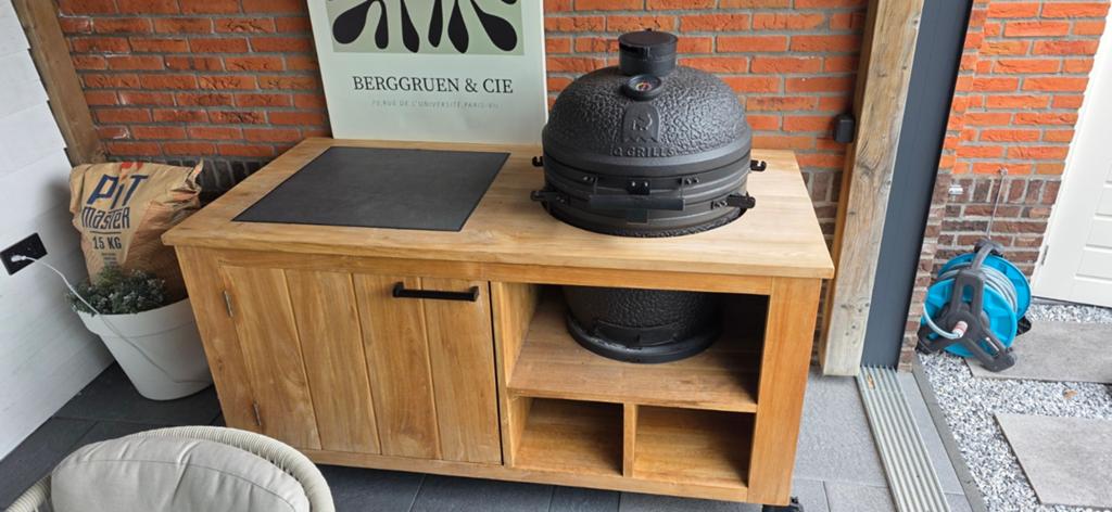 Buitenkeuken van teakhout, zonder kamado, Tuin en Terras, Buitenkeukens, Ophalen, Gebruikt, Onbekend, Vrijstaand