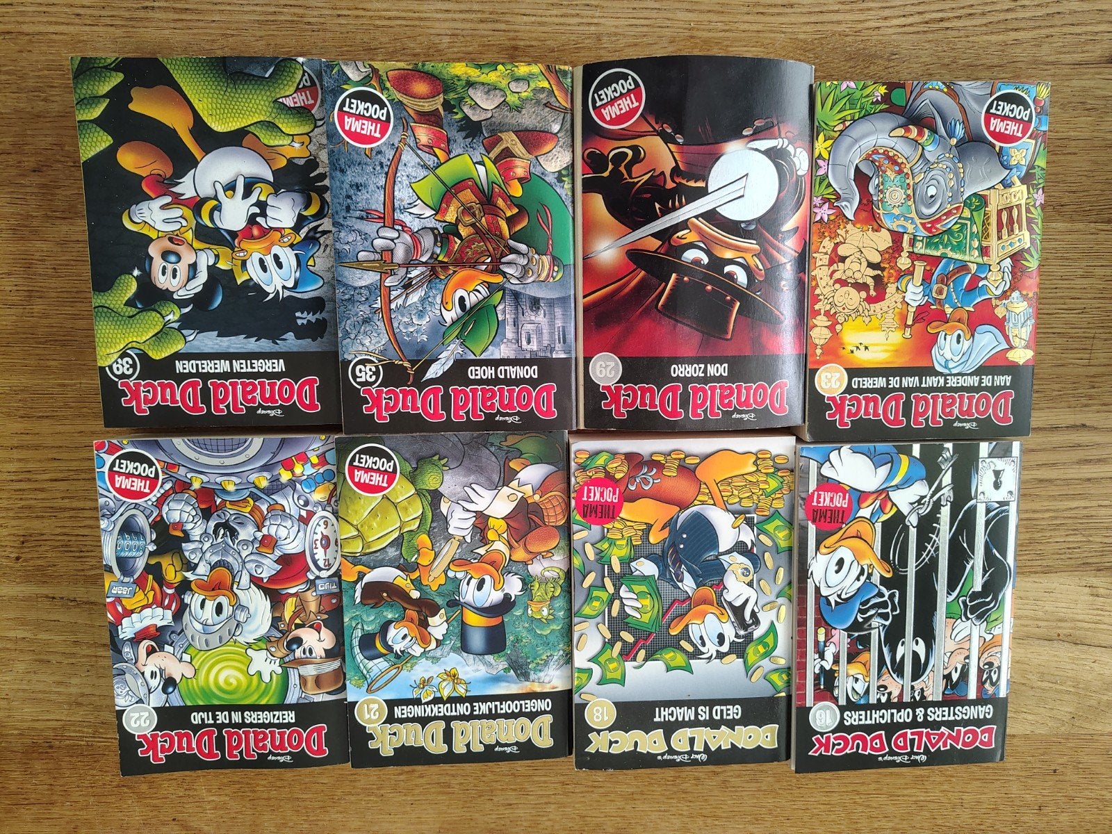 Donald Duck Themapocket collectie - 8 stripboeken, Ophalen of Verzenden