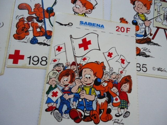 sticker 1985 Roba strip Bollie billie Sabena Rode kruis retr, Ophalen of Verzenden, Zo goed als nieuw