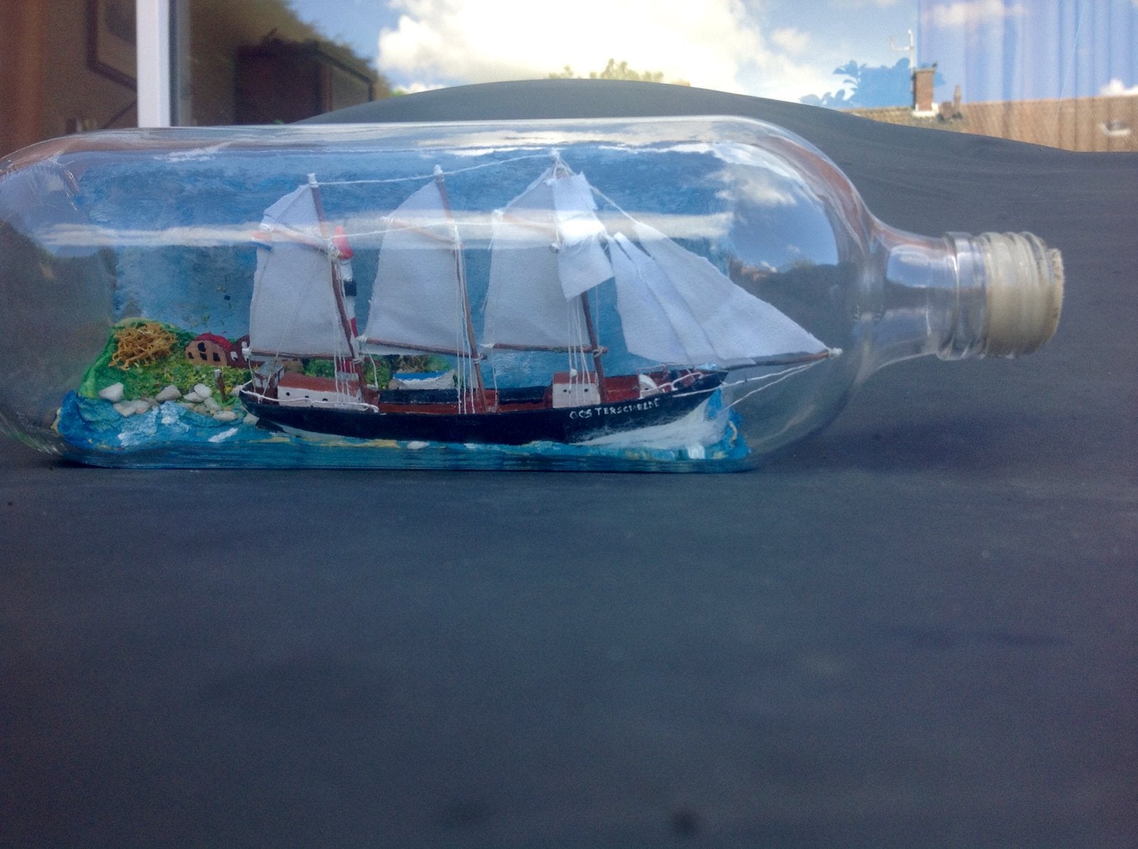 Hand gemaakte scheepje in fles, Ophalen of Verzenden, Nieuw, Schaalmodel