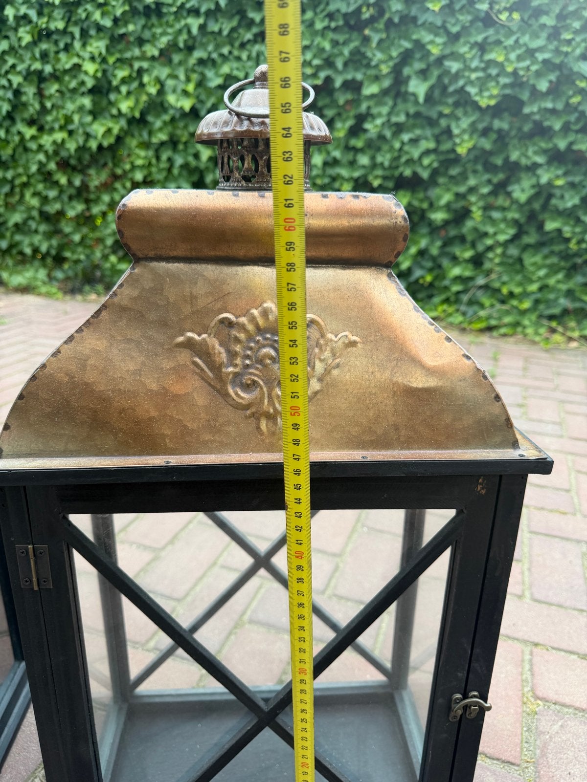 Grote lantaarns set van 2 - Zwart/Goud, Huis en Inrichting, Woonaccessoires | Kandelaars en Kaarsen, Ophalen, Gebruikt, Lantaarn