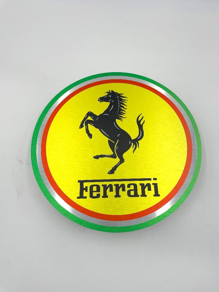 Reclamebord Ferrari rond logo embleem, aluminium, aluminium, Ophalen of Verzenden, Nieuw, Reclamebord